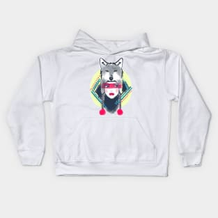 Girl with wolf hat Kids Hoodie